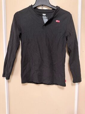 Levi's Black Waffle Knit Long Sleeve with Red Logo